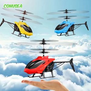 طائرة هليكوبتر الطيران بدون طيار UFO Mini Guide Airplane Control RC طائرة هليكوبتر طائرة هليكوبتر أطفال بلاستيك ألعاب الضوء الوامضة للصبي 240417