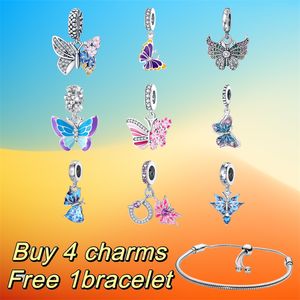 Designer Charm Bracelet Classic Blue Pink Phantom Butterfly Creative Pendant Beads Suitable for Pandoras Bracelet Necklace Women's Jewelry Gift Box Wholesale