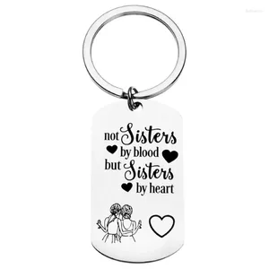 Keychains for Women Teen Girls Sister Keychain Friendship Gift Födelsedagspresenter-Inte systrar av blod men hjärta