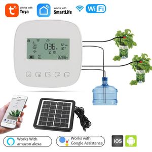 Intelligent automatisk vattentimer WiFi Tuya Micro-Drip Irrigation Controller Digital Watering Irrigation Timer med solpanel 240403