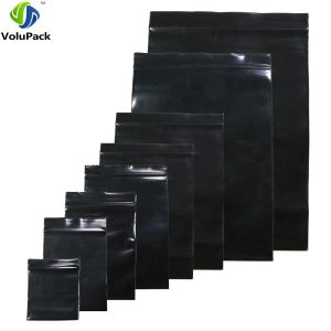 Bags 100pcs Multi Sizes Reclosable Poly Ziplock Package Pouches Black Heat Sealing Zip Lock Plastic Storage Bags