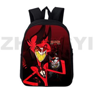 Bolsas Cartoon Hazbin School Backpack Men 3D Anime Hotel Bookbag de 12/16 polegadas Crianças Estudam Satchel Rucksack Gindergarten Saco de ombro de jardim de infância