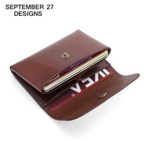 Holders Credit Card Wallets Genuine Leather Luxury Vintage ID Bus Business Card Case Retro Mini Coin Purses Cowhide Small Money Bag