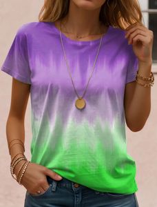 Summer Womens T Shirt 3D Print Color Gradient Tee Shirt Casual Short Sleeve Tops Fashion Round Neck T For Women Beautiful 240411
