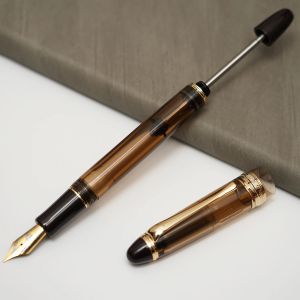 Penne trasparente Brown Yongsheng 699 Penna di stipiti a vuoto Penna ad inchiostro acrilico Solido Sezione EF/F/M NIB BUSINESS OFFICI