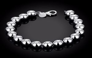 Bangle Fashion Jewelry 925 Pure Silver Plated Charm 10MM Solid Buddha BeadsHollow Beads Bracelets Gift Bag H1366381736