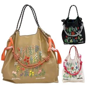 Torby damskie ekologiczne torba na ramię modzie drukarnia haftowana torba na zakupy duża nylonowa torba do składania torebki do podróży