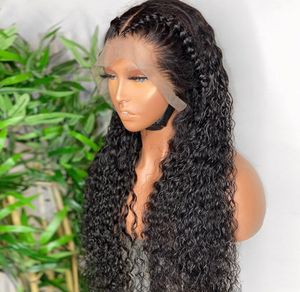 Água brasileira Curly 13x4 Lace Front Human Hair Wigs 26 28 30 polegadas de onda profunda peruca frontal longa para mulheres negras7579403