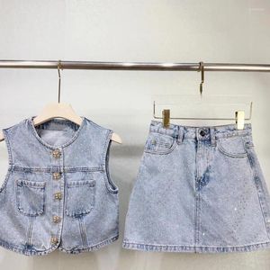 Vestidos de trabalho Mulheres jeans com mangas de mangas ou mini saias