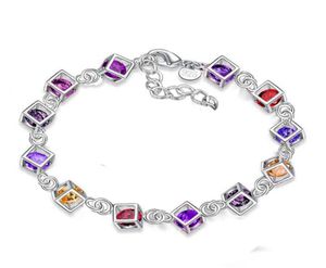 Modefärgglad kristall kubikarmband 925 sterling silver pläterad Cz diamant designer charm armband smycken lägsta pri9156486