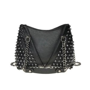 Baldes rock rebite saco de ombro malas fêmeas para mulheres bolsas punk bolsas de couro punk bolsas mensageiras bolsas