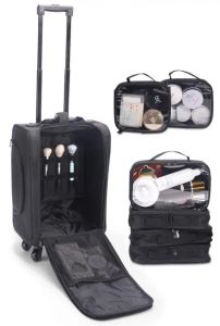 Bagaglio a mano sacca per trucco da donna con ruote artista treno in treno di viaggio carrello rotolamento della borsa cosmetica organizzatore di bellezza utensili per unghie di bellezza kit valigia