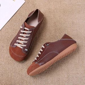 Lässige Schuhe Original handgefertigte Retro Womens Art Weiches Leder Single Elastic Paar tragen Sohle