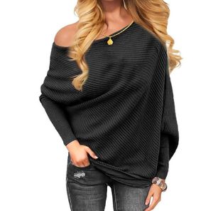 Mulheres Sexy Off Batwing Sleeve Sweater Pullovers Long Knit um ombro Spring Autumn5276607