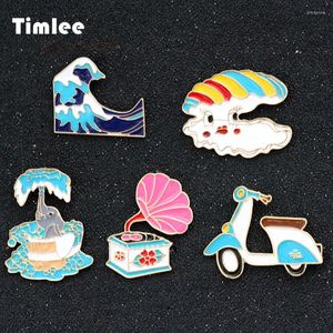 Broschen Timlee x152 niedliche Phonograph Motorrad Seerelne Elefant Wolke Brosche Pins Mode Schmuck Großhandel Großhandel