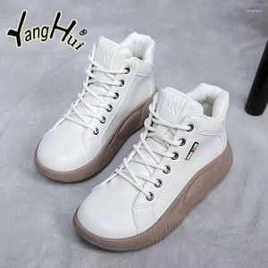 Casual Shoes Plus Velvet Keep Warm Sport Recreational All-match White For Women Korean Style Gao Bang Platform Sneakers Winter 2024