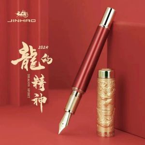 Pens Jinhao Dragon Spirit Metal Fountain Penne Fare cuore Pennello Luxury Student Office Forniture Business Stationery Pk 9019