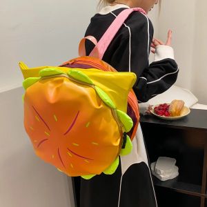 Rucksäcke niedliche Hamburger Rucksack Teenager Studentin hohe Kapazität PU Leder Frauen lustige wasserdichte Großkapazität Laptop Reisetaschen Mädchen Mädchen