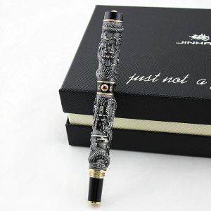 Pennor av hög kvalitet lyx Jinhao Dragon Fountain Pen Vintage 0,5 mm nib bläckpennor för att skriva kontorsmaterial Stationery Caneta Tinteiro