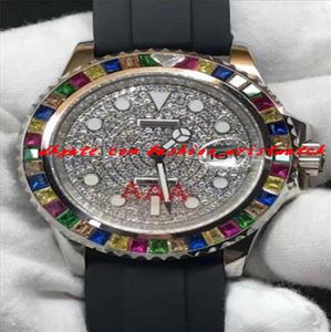 LUXURY Armbandwatch Top -Quality -Gummiarmband 40 mm Regenbogen Diamond Uhr Automatische mechanische Bewegung Herren Uhren Neuankömmling 3315686118