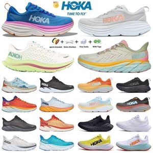 Hokahh Frauen Running Schuhe Hokahhs One Clifton Bondi 8 Schwarz weißer Stoßdämpferstraße