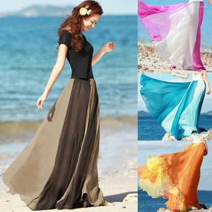 Saias de verão feminino casual saia solta cor fluindo, combinando bohemian jupe femme praia elegante maxi moda maxi