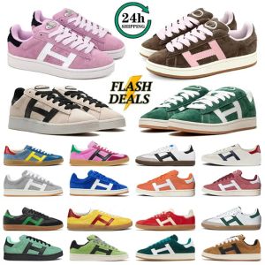 2024 Designer Running Shoes Suede verde escuro para homens tênis tênis azuis claros fusão rosa rosa branca Black Gum caminhada