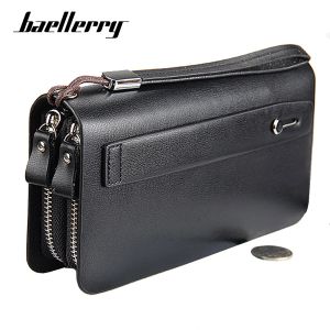 Wallets baellerry Luxury Long Men's Leather Wallet With Strap Large Capacity Man Clutch Money Bag With Coin Pocket For Male Card Holder