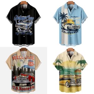 Summer Men's Hawaiian Vintage Top 3D Car Print Loose Casual Shirts Men Beach Aloha Shirt Fashion Clothing Ropa Hombre 5xl 230321