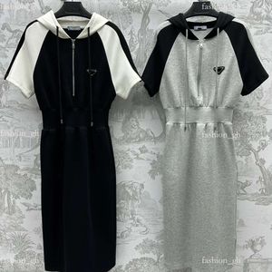 Prades Dress Designer Women's Casual Dress Spring And Summer New Sports All-In-One Short-Sleeved Mid-Length Hooded Jumper Dress Loose And Casual Size S-L 531