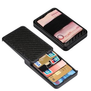 Halter geniale Aktion Wallets Antisside Kohlefaser -Kreditkartenhalter Pushpull -Kartenhalter Einhand Slide Id Bank Card Card Hülle