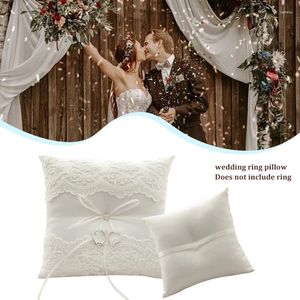 Kissen 20x20 cm weißer Spitzen Ehering -Ring -Allianz Brautträger Heiratszeremonie Dekoration Supplies