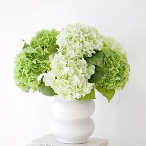 Flores decorativas de 53 cm de simulação de cor azul branca verde de cor verde -hortênsia, arranjo de flores de buquê de buquê de casamento decoração de casamento decoração