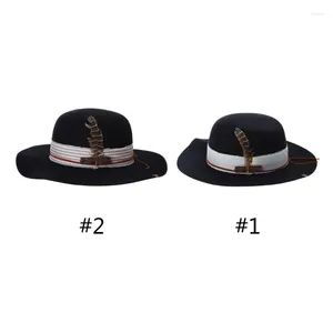 Berets vintage Panama Hat Feathers Flattop unisex cosplay imprezowy kostium Fedora Hats Drop