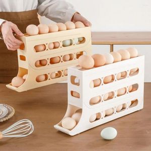 Recipiente de ovo de garrafas de armazenamento com proteção de trilhos de trilhos de 4 camadas de 4 camadas de rack rack de quatro camadas da caixa de geladeira automática para 30
