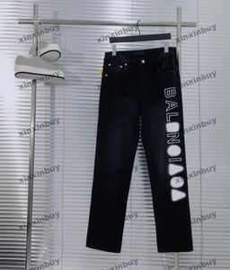 xinxinbuy män kvinnor designer pant paris brev broderi denim sätter vår sommar casual byxor svart blå grön röd xs-2xl