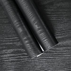 Black Wood Wallpaper 236 Inch Peel and Stick Self Adhesive For Wall Countertop Cabinet Home Decoration Roll 240415