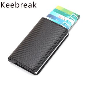 Cüzdan Keebreak RFID Akıllı Cüzdan Erkekler Mini Karbon Fiber Sihirli Cüzdan Erkek İnce İnce Cüzdan Kart Tutucu Deri Calet Çanta Para Çantaları