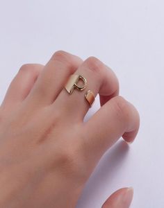 Rinhoo New Adjustable Open Chunky A to Z Letter Rings Meaningful Initial Rings Jewelry Gift For Women 20202411429