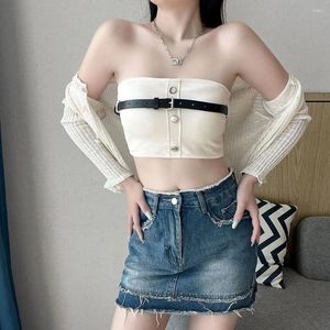 装飾ベルトタイベストワークウェアスタイルラップ胸の女の子を備えた女性のタンクバックレスストラップレスブラジャーセクシーなリングレス