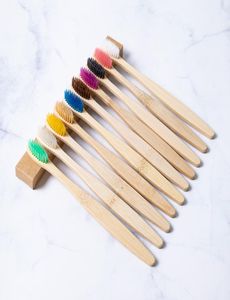 Natural Bamboo Handle Toothbrush Rainbow Colorful Whitening Soft Bristles Bamboo Toothbrush Ecofriendly Paper Box Package EEA21888629612