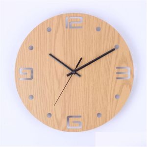 Wall Clocks 12 Inch Silent Nordic Style Hollow Out Wood Clock Drop Delivery Home Garden Decor Dhgs0