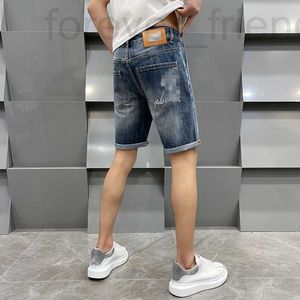 Men's Shorts designer Guangzhou Xintang 5-point jeans men's summer slim fit elastic European Medusa embroidered beach pants KR0C