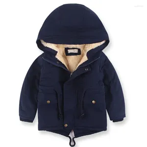 Down Coat 2024 Winter Kinder Parkas 2-9 y Jungen im europäischen Stil Jungen Mädchen warme Oberbekleidung Farbe Grüne Blau Kapuze mit Kapuze-Schichten für