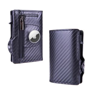 Holders Newest Design For Apple Airtag ID Credit Card Holder Wallet Men Rfid Wallet Hasp Carbon Fiber Business Aluminum PU Cardholder