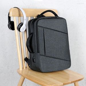 Backpack 15.6 Inch Laptop For Men Black Oxford Multi Storey USB Charging College Student