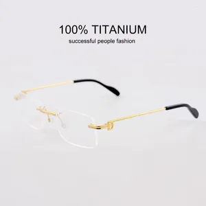 Sunglasses Frames 2024 Men Rimless Glasses Designer Classic Fashion Titanium Business Computer Personality Women Eye Frame