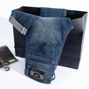 Men's Jeans Designer Jeans Autumn and winter men slim fitting jeans high-end elastic and versatile blue straight leg pants thickened pants DD652H