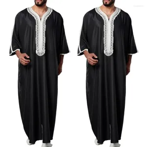 Abbigliamento etnico moda musulmani vestito caftans abito a maniche lunghe collare jubbba thobe man leisures abbigliamento islamico