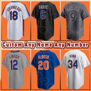 Mets Brandon Nimmo Baseball Francisco Lindor New Yorks Jerseys Pete Alonso Starling Marte Francisco Alvarez Brett Baty Darryl Strawberry Daniel Vogelbach Piazza